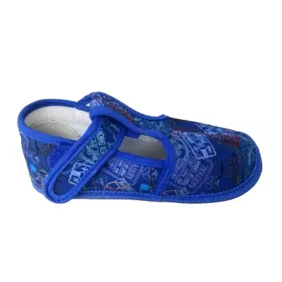  barefoot papučky Modré nápisy - užší typ