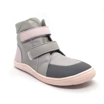 Baby Bare Shoes - FEBO Winter Grey/Pink Asfaltico